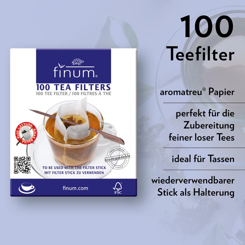 finumÂ® 100 TEA FILTERS + Stick Tea Bags For Loose Tea Made Of Paper Biodegradable Tea Filter Paper FSC Certified Filter Bags For Cups - Image 2